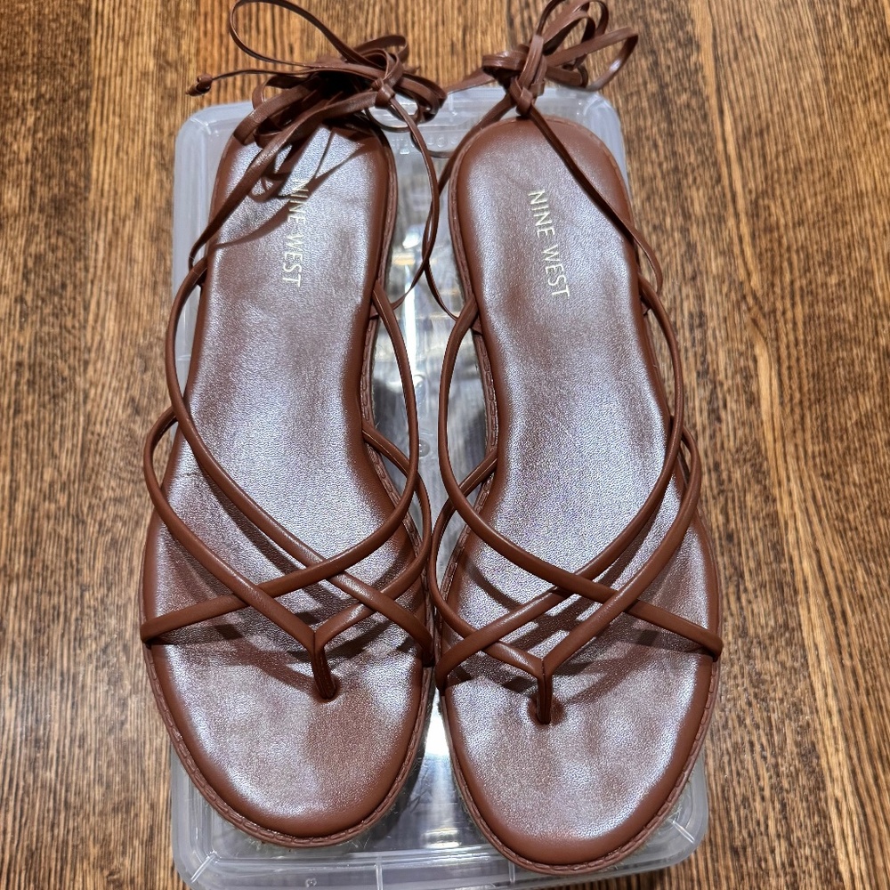 Nine West Women's Candid Strappy Tie-Up Espadrille Sandals, size 9.5